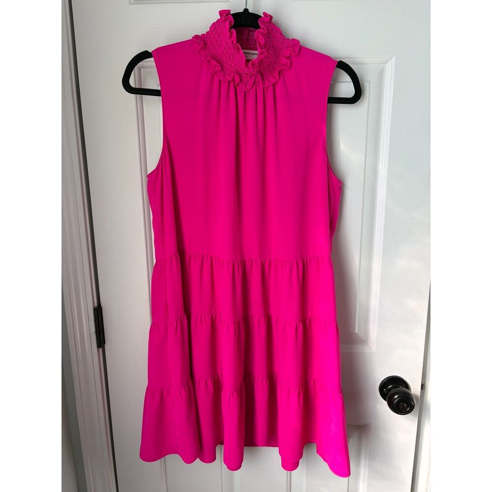 Amanda Uprichard Saffron Mini Dress Hot Pink Size Medium Ruffle Holiday Party